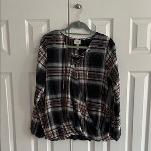 Apt. 9 Black and White Plaid Blouse